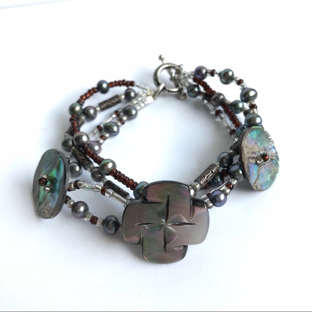 Abalone beaded multi strand bracelet